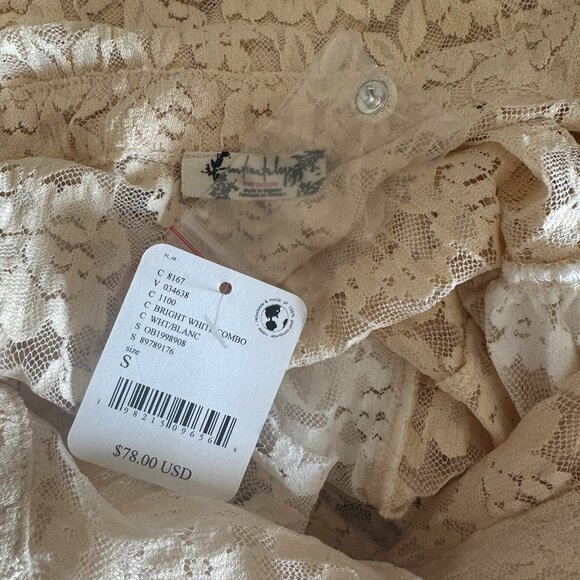 Free People Cream Lace Button Down Shirt - Picture 3 of 5